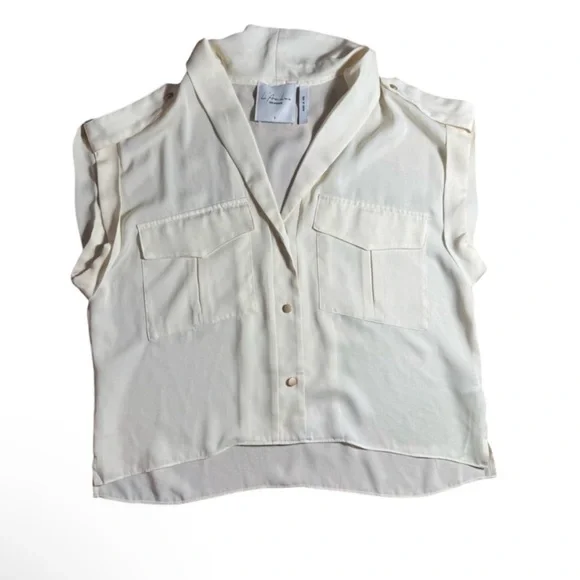 L’Academie‎ Safari Crop button down blouse ivory size small - Picture 10 of 10